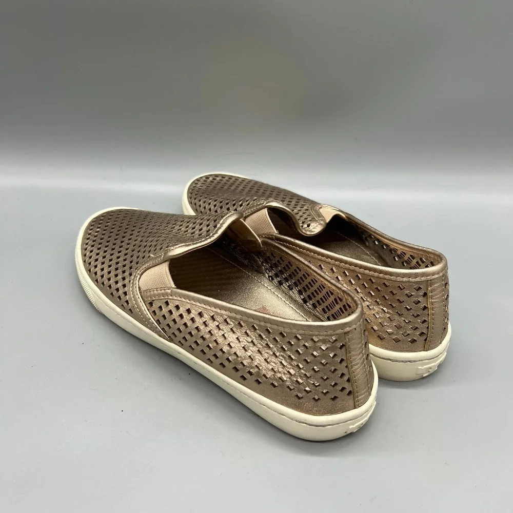 Tory Burch Shoes Women 6.5 Rose Gold Metallic Perforated Slip On Sneakers Casual